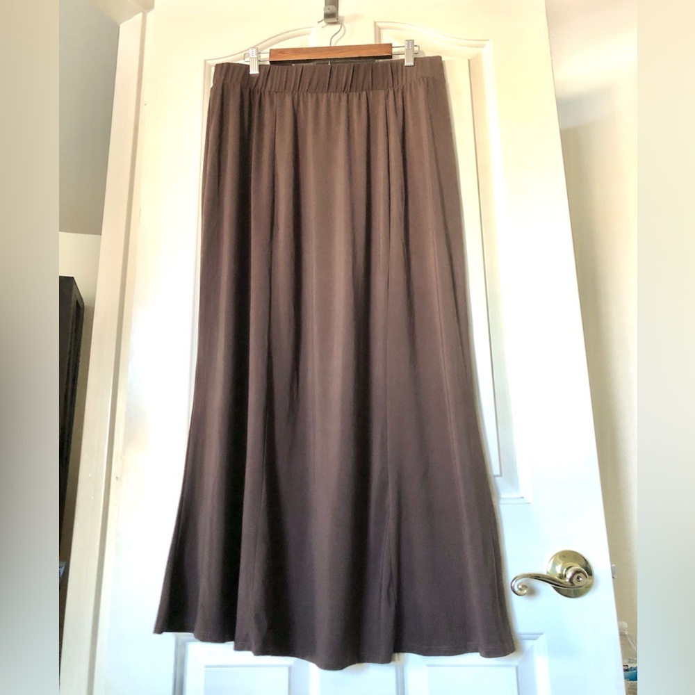 NWOT Jessica London Brown Maxi Skirt with Elastic Waist